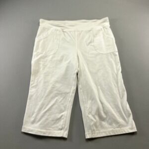 Mix & Co Capri Pants Womens Large White Cotton Stretch Elastic Waist Pull On